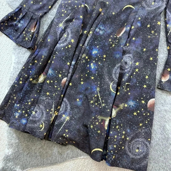 eShakti Constellation Galaxy Planet Print Crepe Empire Dress - Picture 6 of 13